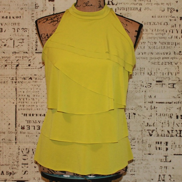 Worthington Tops - Worthington Yellow Green Layered Shirt Sleeveless